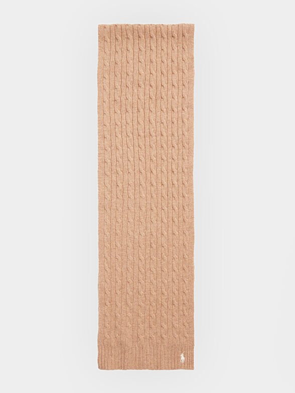 Beige scarf with logo embroidery - 1