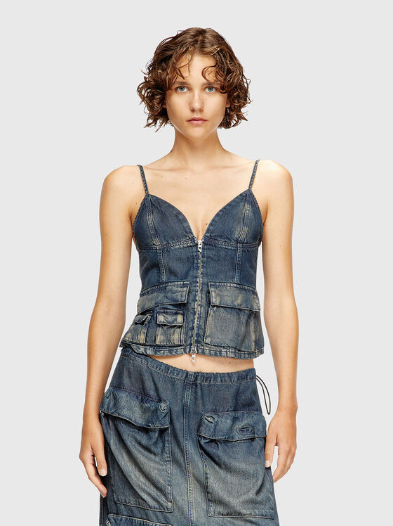 DE-MELLIS-S top in gradient fluid denim - 1