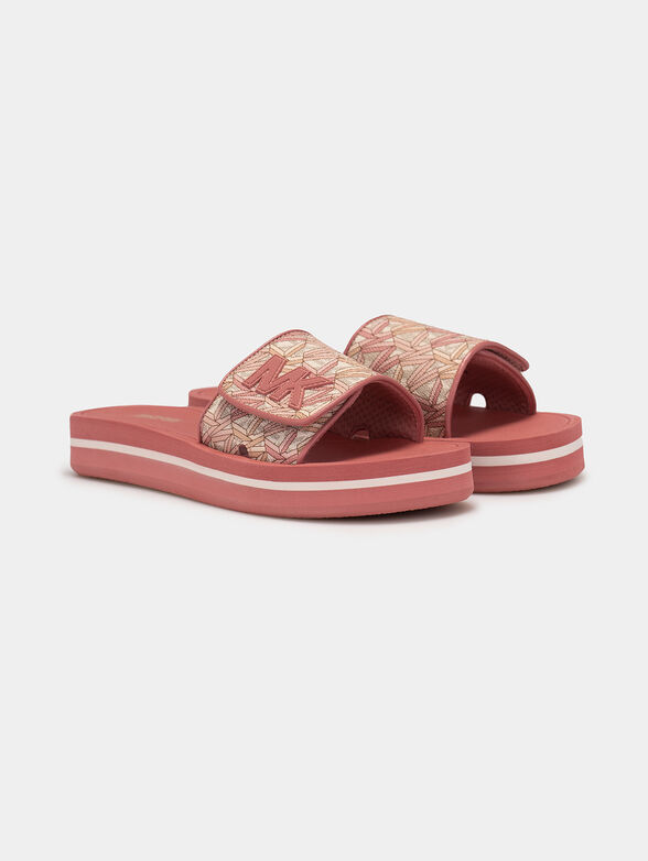 Pink slides with monogram logo print - 2