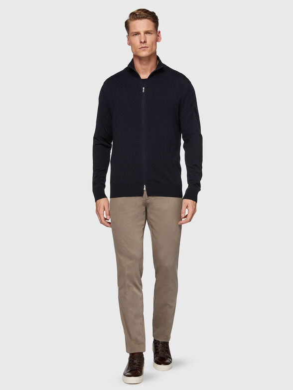 Dark blue wool cardigan - 2