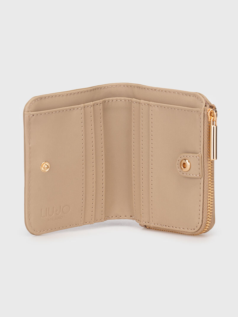 Beige wallet with monogram print - 3