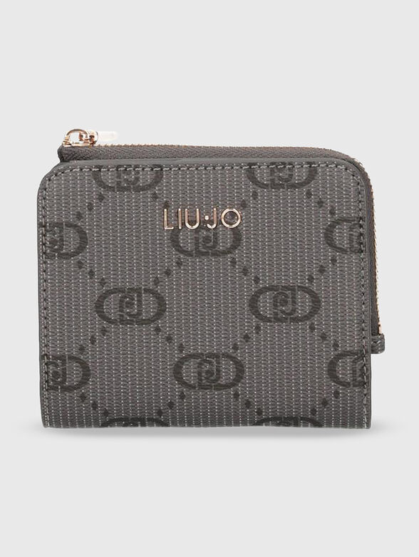 Beige wallet with monogram print - 1