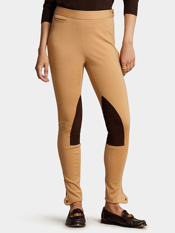 Beige leggings with patches - 1