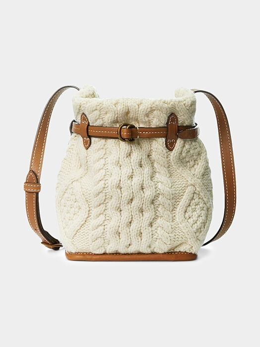 Knitted bag made of leather and wool