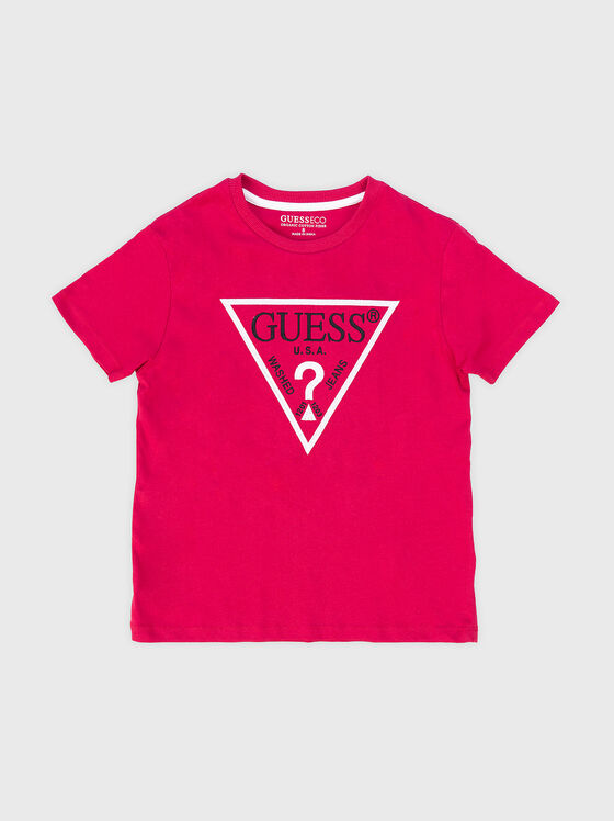 Black T-shirt with triangular logo print - 1