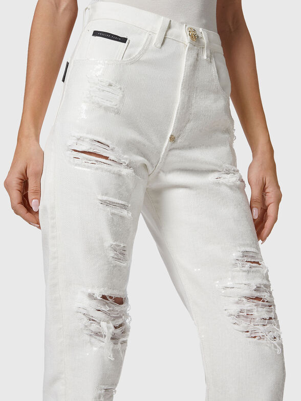 White jeans with accent rips - 3