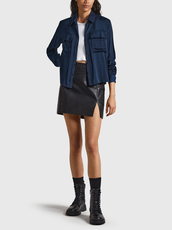 Dark blue satin shirt - 2