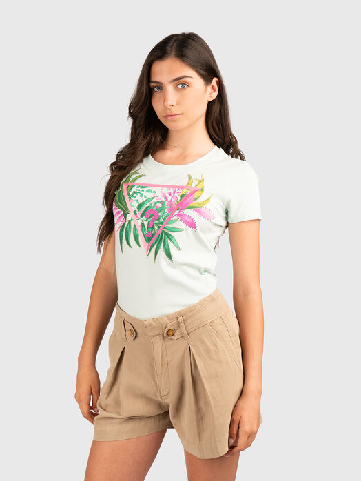 Light blue T-shirt with oval neckline