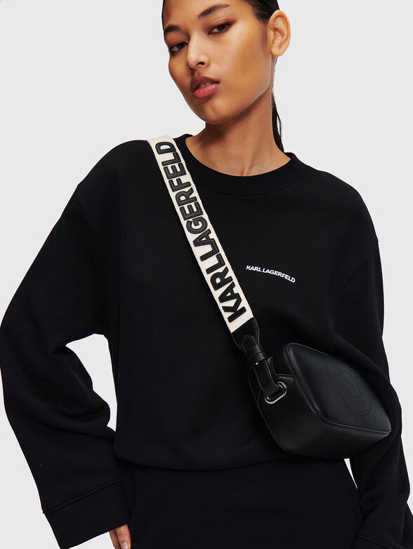 Leather crossbody bag with logo in black - 2