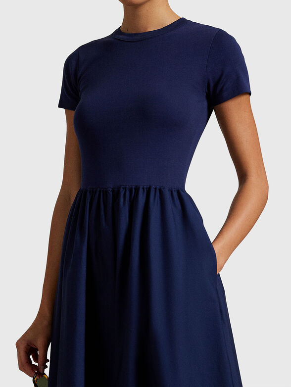 Short-sleeved cotton poplin dress - 4