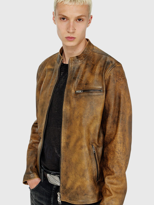 Leather biker jacket - 4