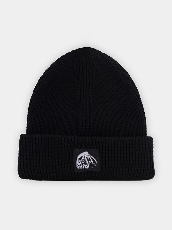 Черна плетена шапка - 1