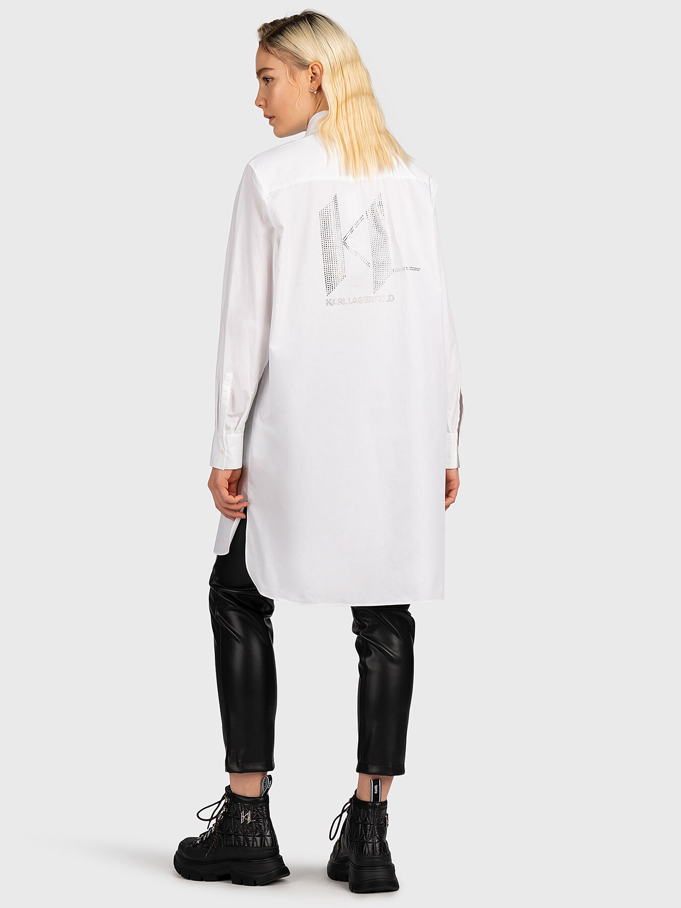 Long shirt with appliqué rhinestones brand Karl Lagerfeld