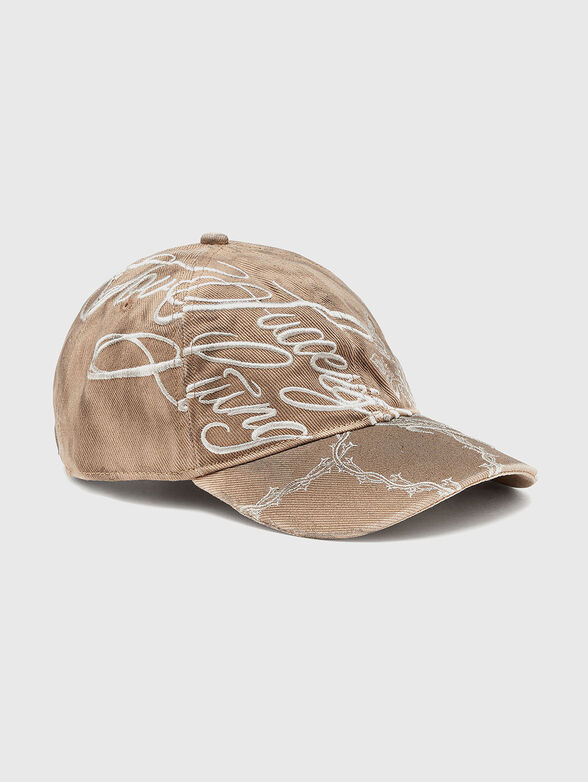 Beige hat with embroidery - 1