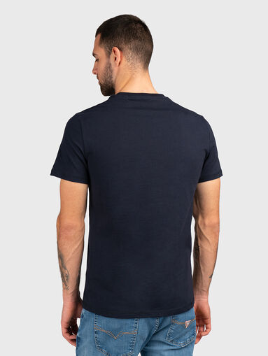 Dark blue cotton T-shirt with print - 3