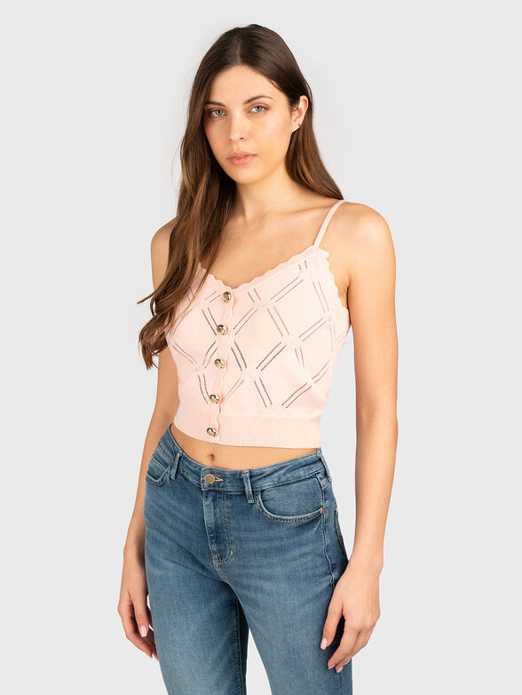 ANNA viscose top with embroidered logo - 1