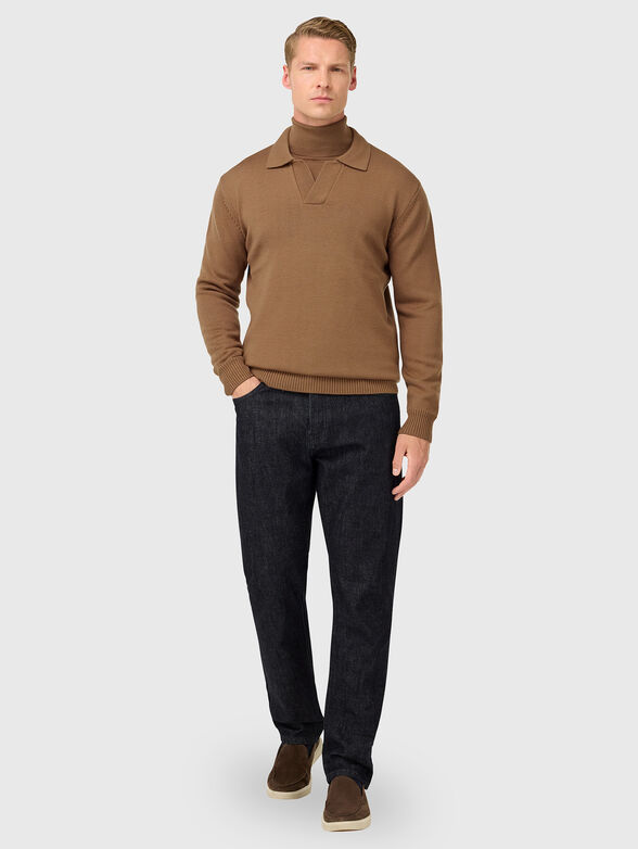 Knitted merino wool polo shirt - 2