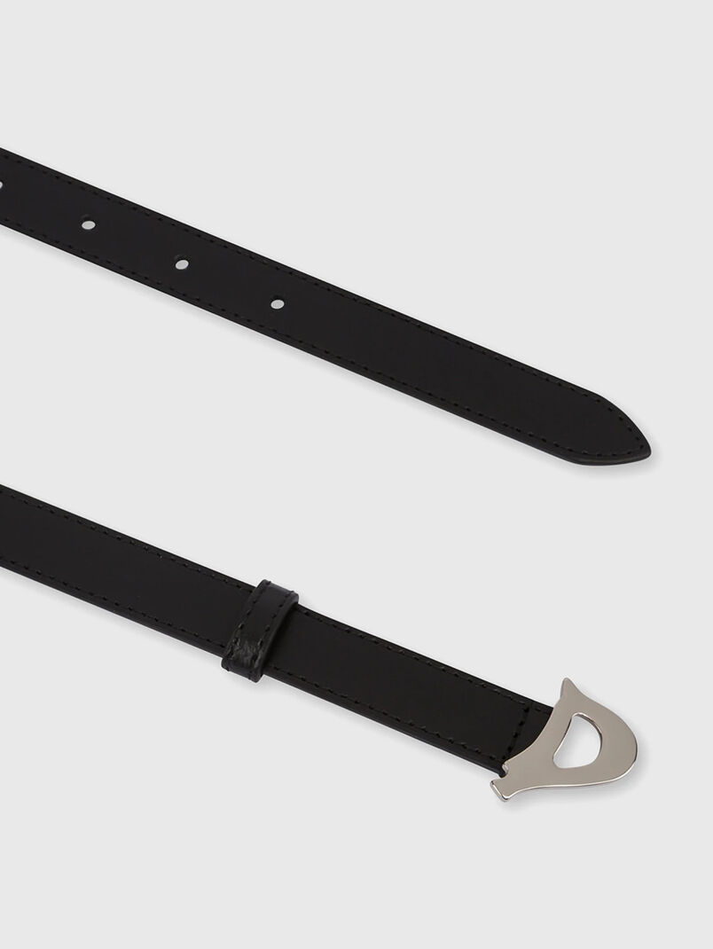 Black genuine leather belt - 3