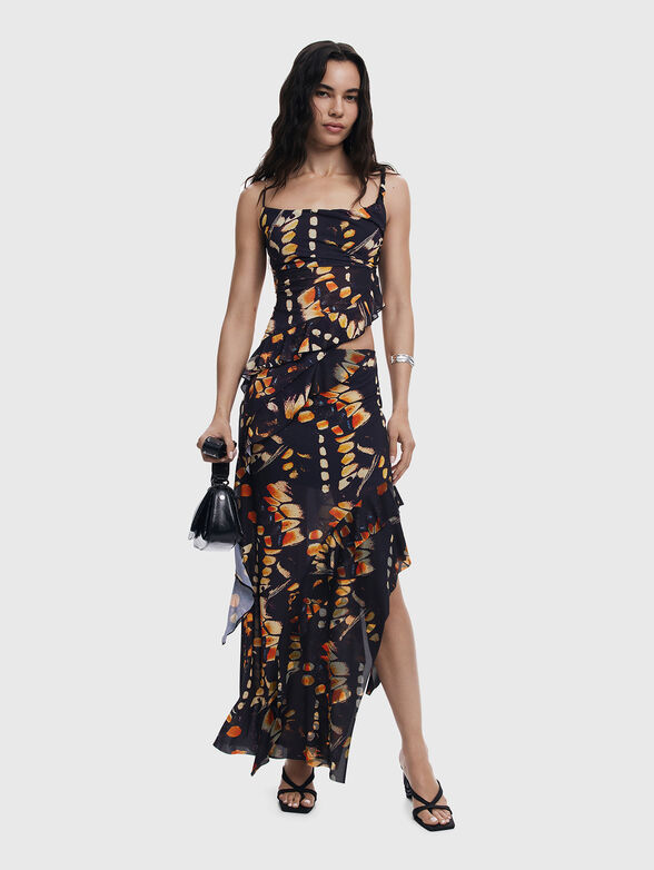 PAPILLON print midi skirt - 3