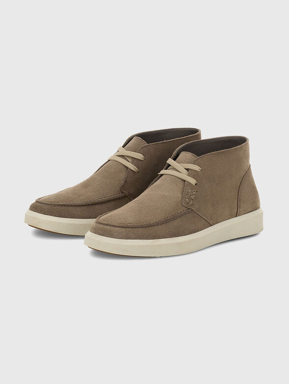 Beige suede lace-up ankle boots - 3