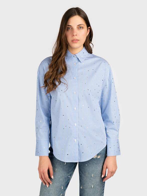 Cotton shirt with rhinestones - 0