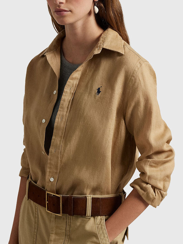 Linen shirt with logo embroidery - 4