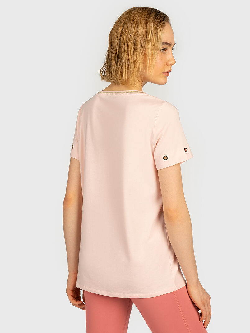 Blue t-shirt with gold-tone accents - 3