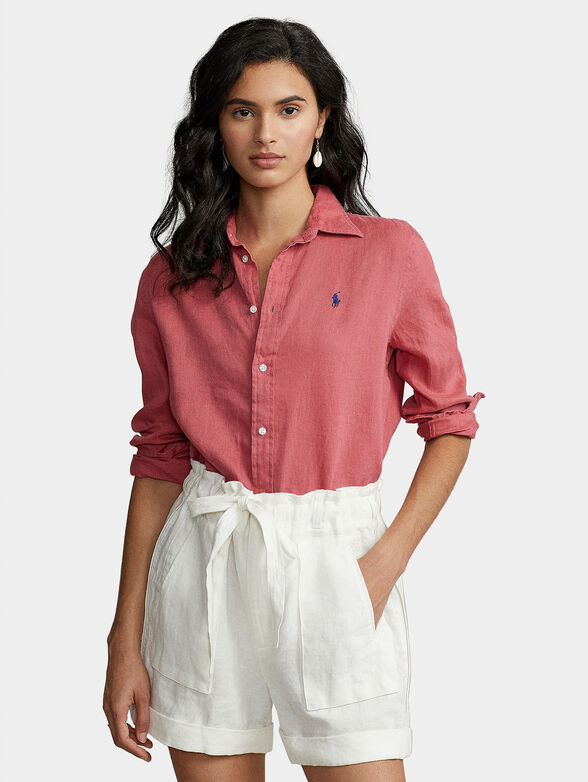 Linen shirt with logo embroidery - 1