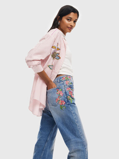 CARINA straight jeans with floral motifs - 3