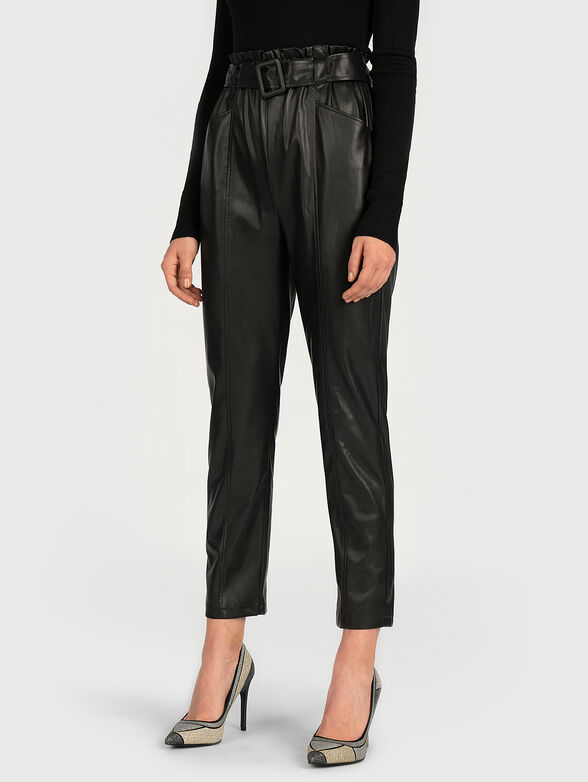 High-waist leather trousers - 1