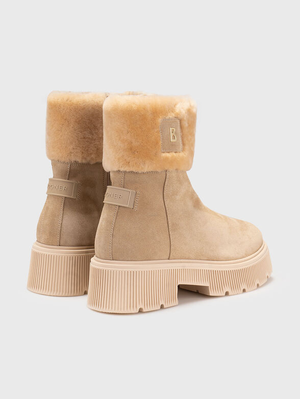 TURIN leather boots with wool detail and logo - 3