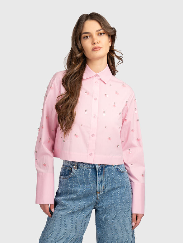 Cotton blend shirt with classic collar - 2