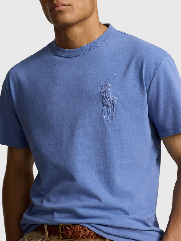 Blue T-shirt with logo embroidery - 4
