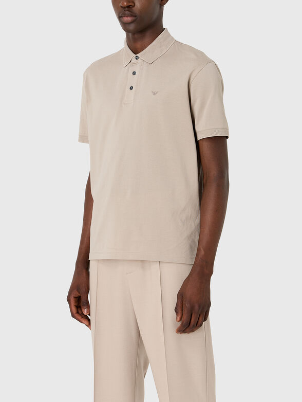Beige cotton polo-shirt - 1