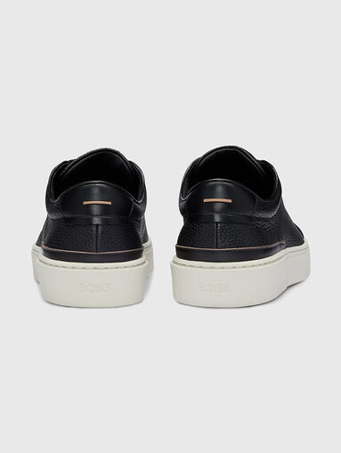 Black grained-leather sneakers - 4