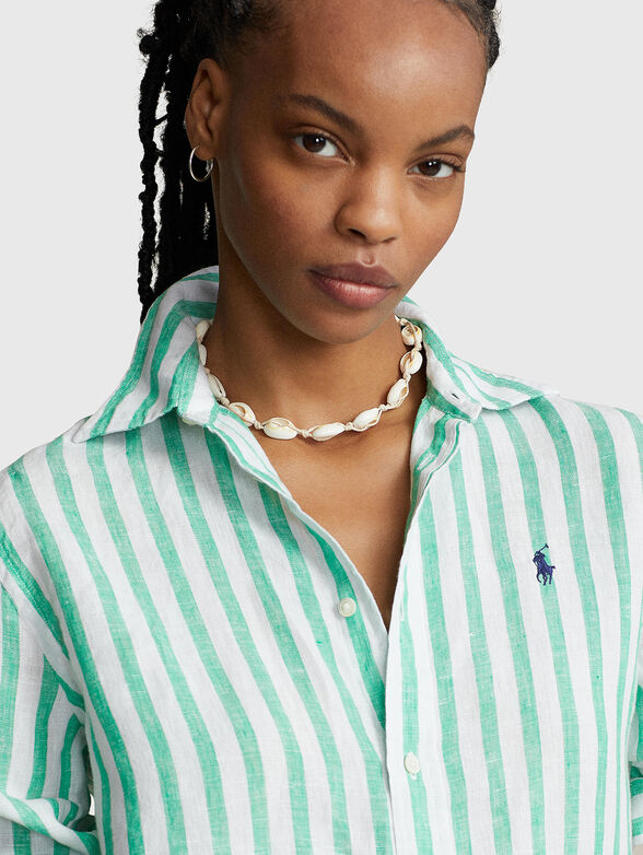 Shirt with striped pattern of linen fabric - 4