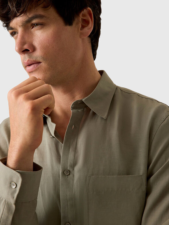 Liocell and linen shirt with long sleeves - 4