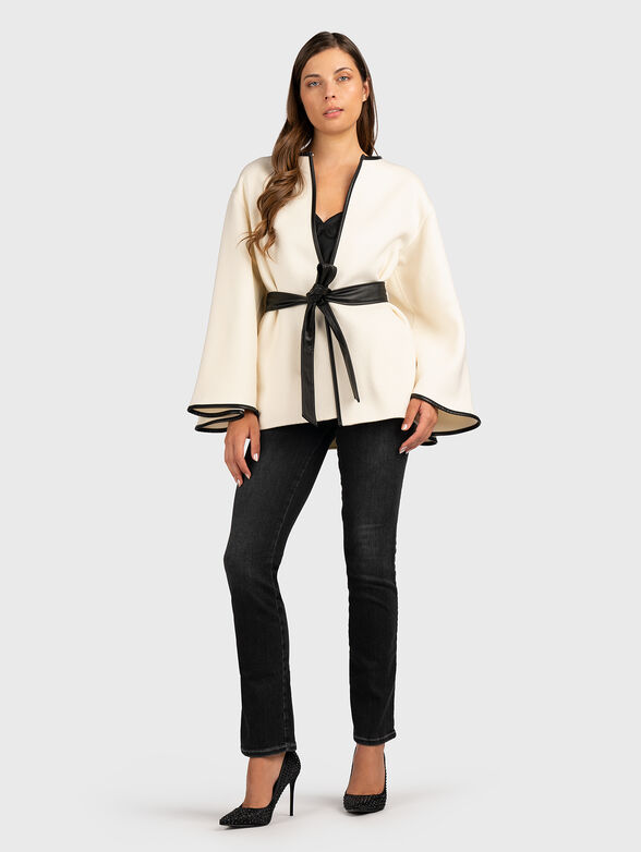 Jacket with wide sleeves and contrasting belt - 2