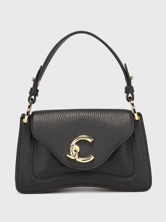 Кожена чанта с гранулиран ефект и лого  - 1