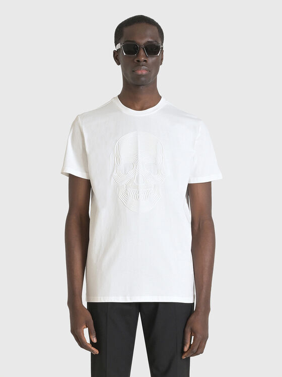 Памучна тениска с релефен принт - 1