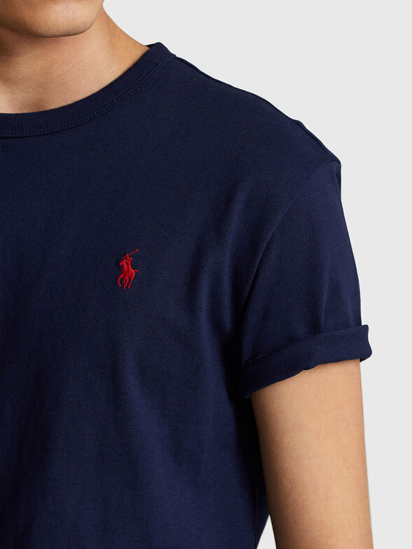 Cotton T-shirt with contrasting logo embroidery - 4