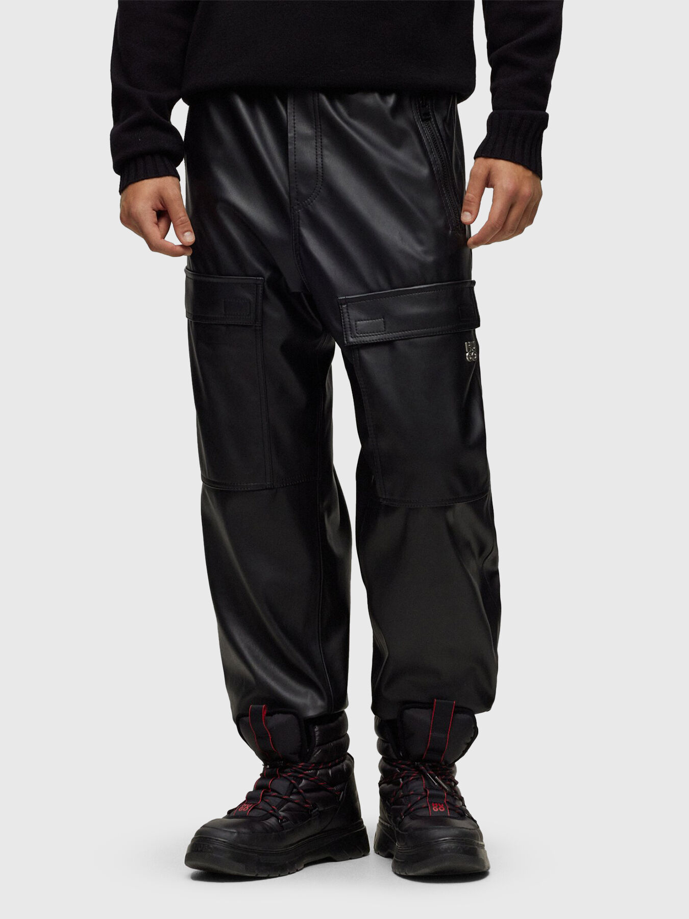 Hugo boss leather trousers on sale