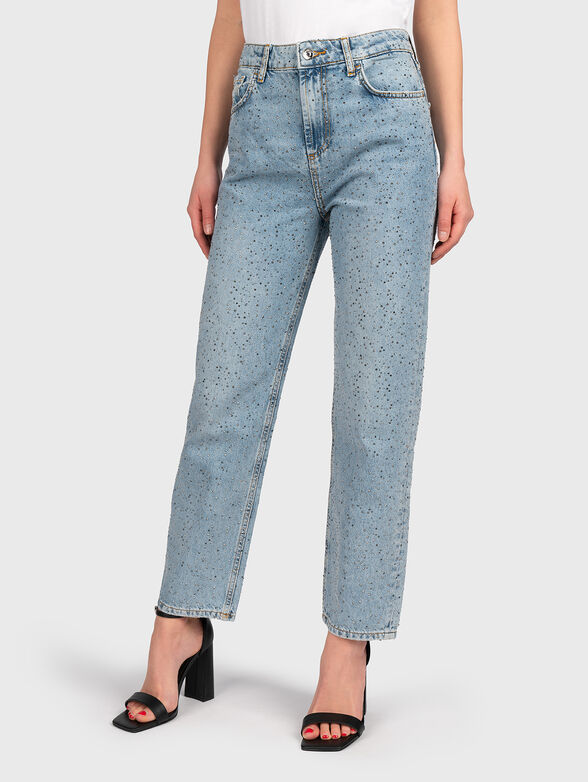 Cropped jeans with rhinestones - 1