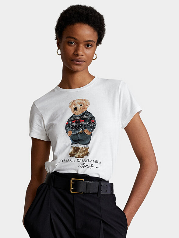Cotton t-shirt with Polo Bear logo print - 1
