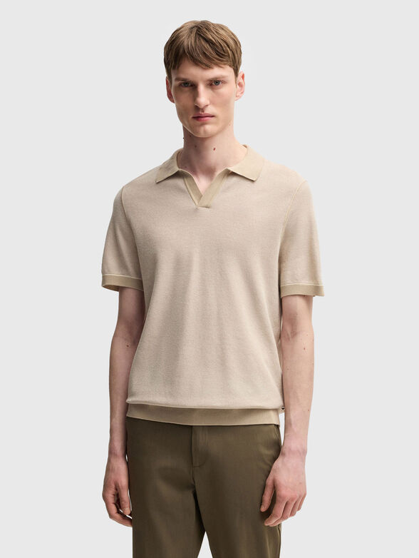 Cotton polo shirt in blue - 1