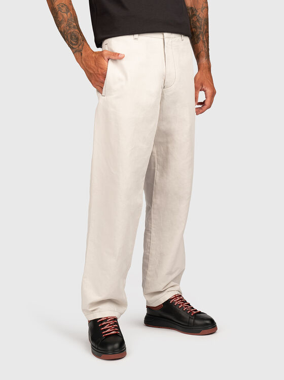 Linen and cotton blend trousers - 1