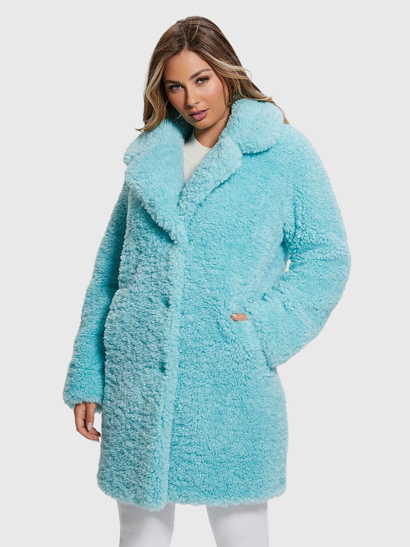 Guess blue coat top