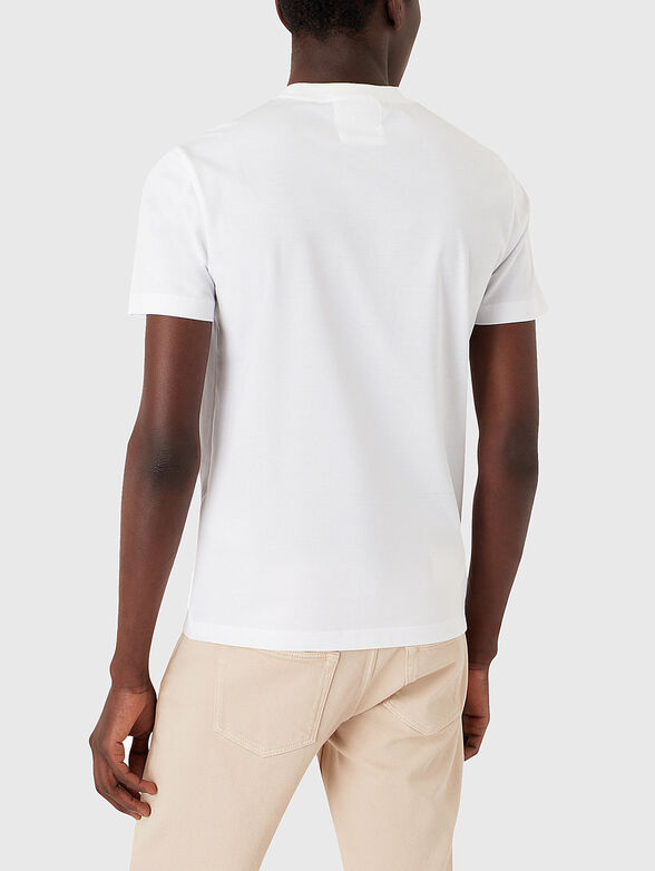 Cotton T-shirt with oval neckline in white - 3
