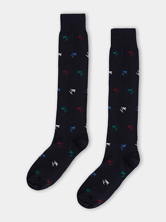 Чорапи от памучен бленд с контрастен десен - 1