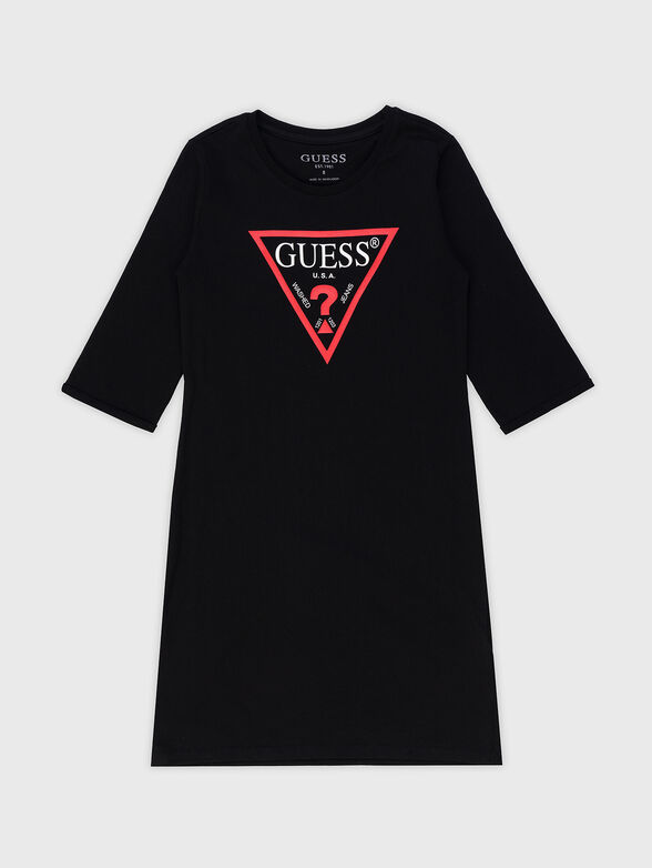 Black dress with logo print - 1